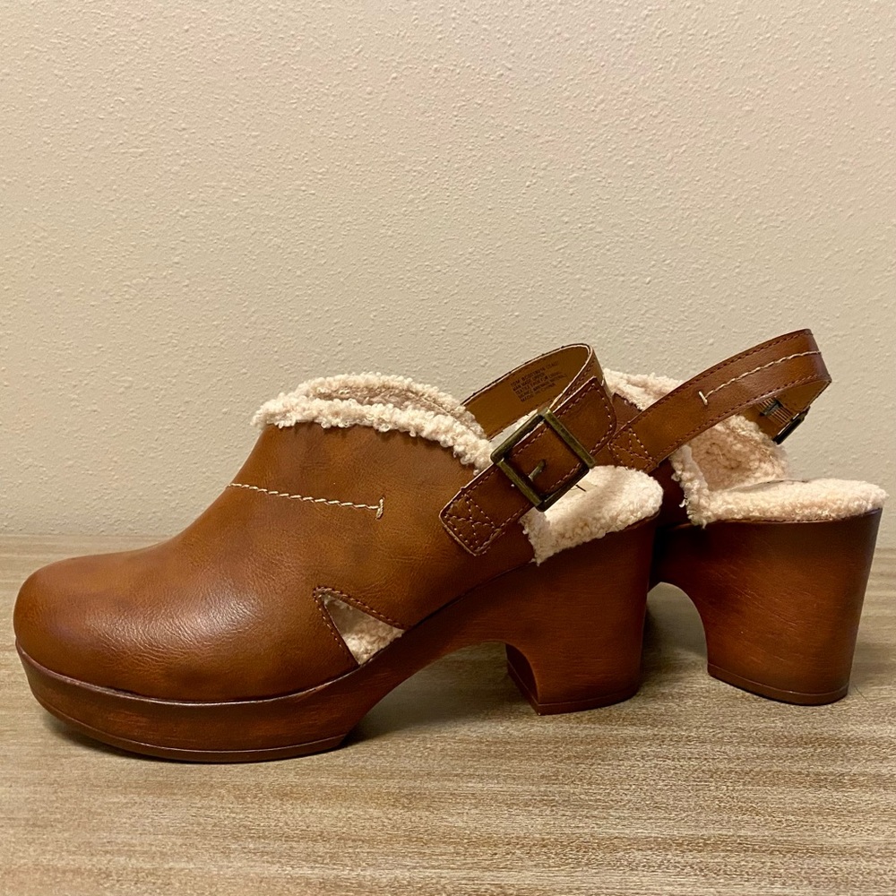 NWOT b.o.c Cecilia Faux Fur Lined Clog Heels Women’s Size 10